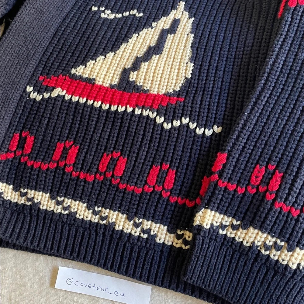 The Great. The Sailboat Lodge Cardigan in navy. Size 1. - Picture 8 of 8